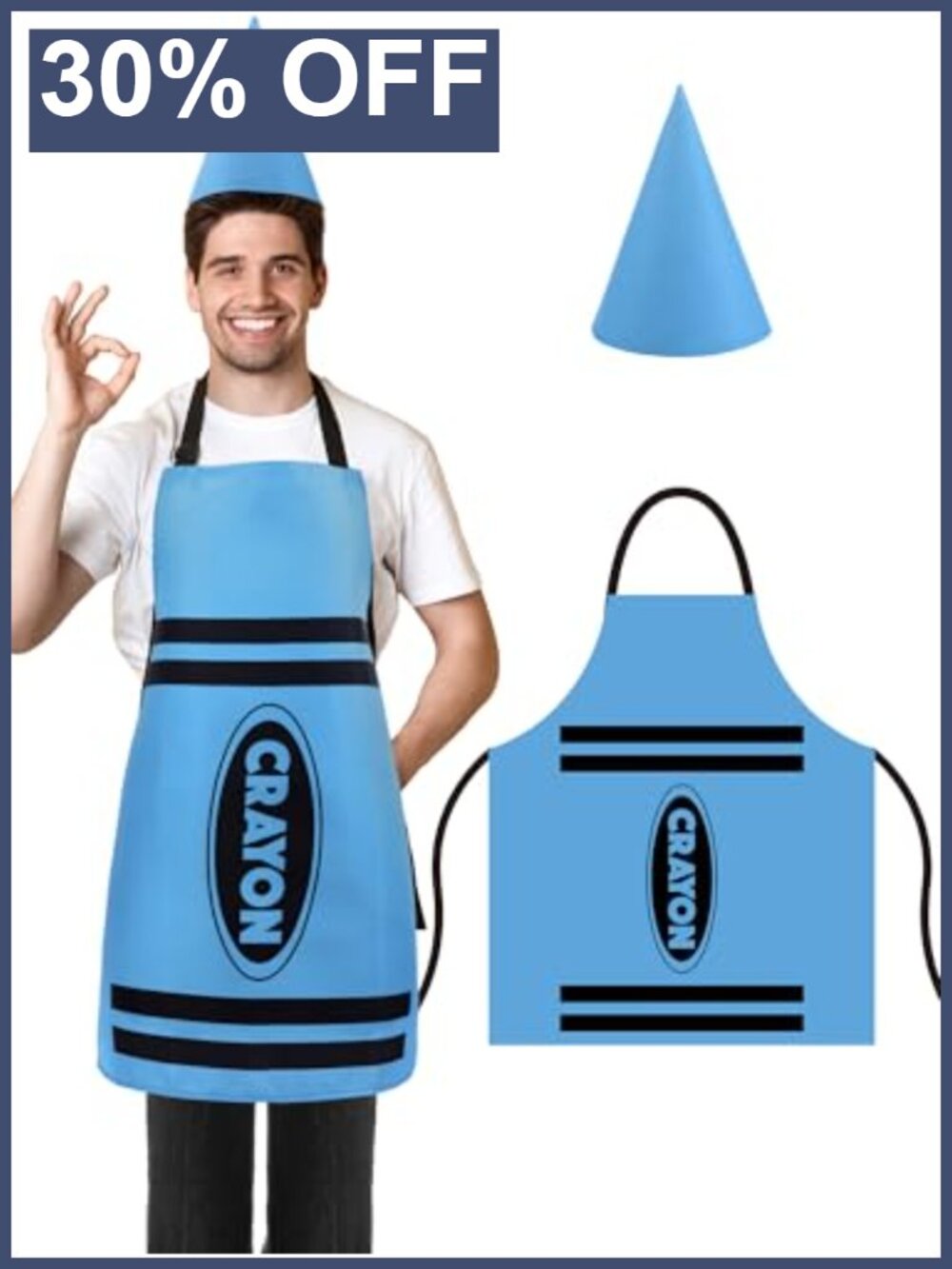 Crayon Costume Set Apron & Cone Hat Adult Halloween Party Felt